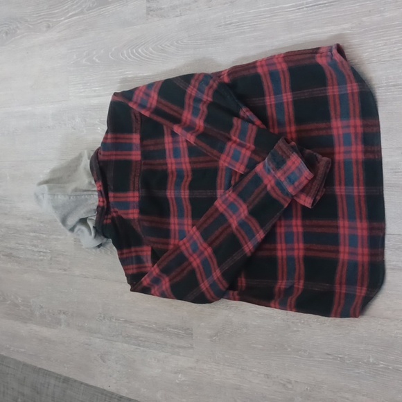 DC Vintage Red and Black Plaid Hoodie  Grunge Skater - Picture 3 of 7